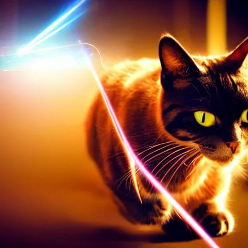 Image similar to a cat shooting lasers out of its eyes