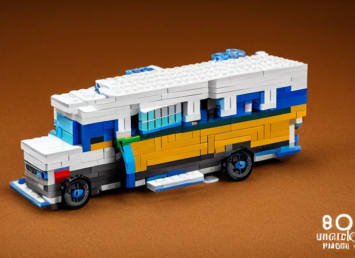 Image similar to product photo still of walter white winnebago lego playset, 8 k, 1 2 0 mm macro, f 1. 8, studio lighting, key light