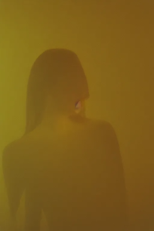 Prompt: woman silhouette, large diffused glowing aura, film grain, art by janice sung