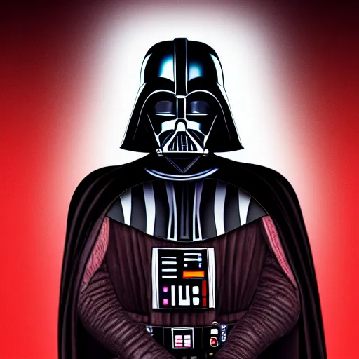 Image similar to darth vader but his suit is red, high detail, 8 k