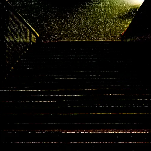 Image similar to black and white surreal photograph, highly detailed vast space made of stairsteps, sideview, detailed textures, natural light, mist, architecture photography, film grain, soft vignette, sigma 1 4 mm f / 1. 4 1 / 1 0 sec shutter, imax 7 0 mm footage