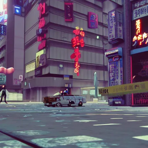 Prompt: 1993 Video Game Screenshot, Anime Neo-tokyo bank robbers vs police shootout, bags of money, Police Shot, Violent, Action, MP5S, FLCL, Highly Detailed, 8k :4 by Katsuhiro Otomo : 8