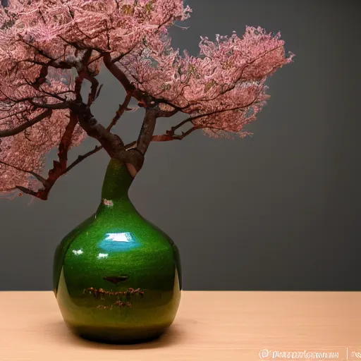 Image similar to a photo of 8k Ikebana in flower vase, ikenobo, ohararyu, sougetsu, wide angle, sony a7r3, ultra detail, photorealistic, in simple background