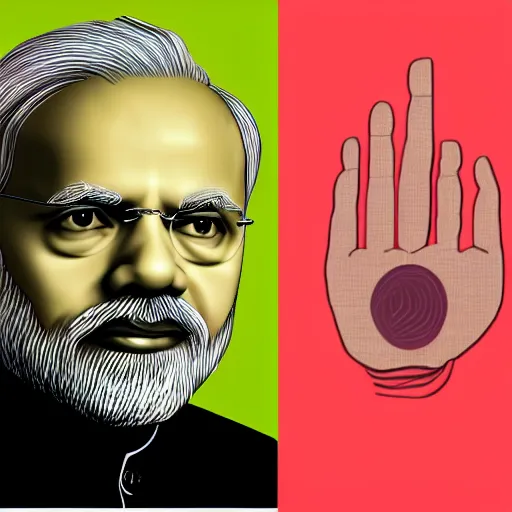 Image similar to portrait of Narendra modi, authoritarian, 3d shaded, dystopian