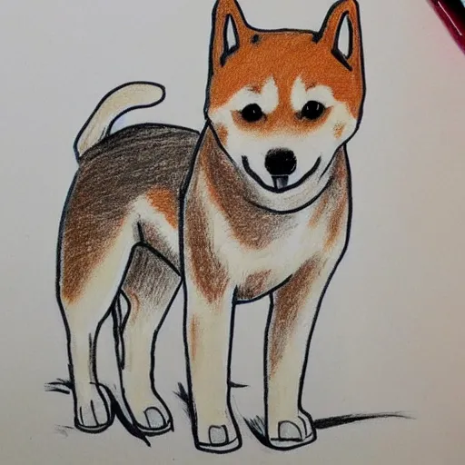 Image similar to children's drawing of a shiba inu