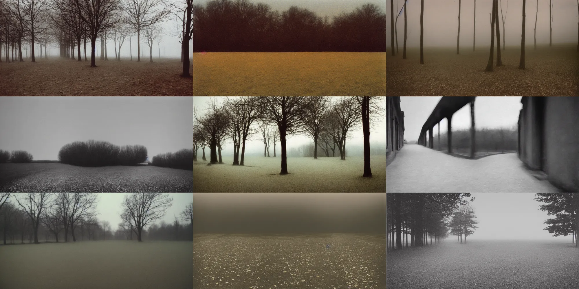 Prompt: out of focus landscape photography by luigi ghirri and anne magill, very blurry, empty