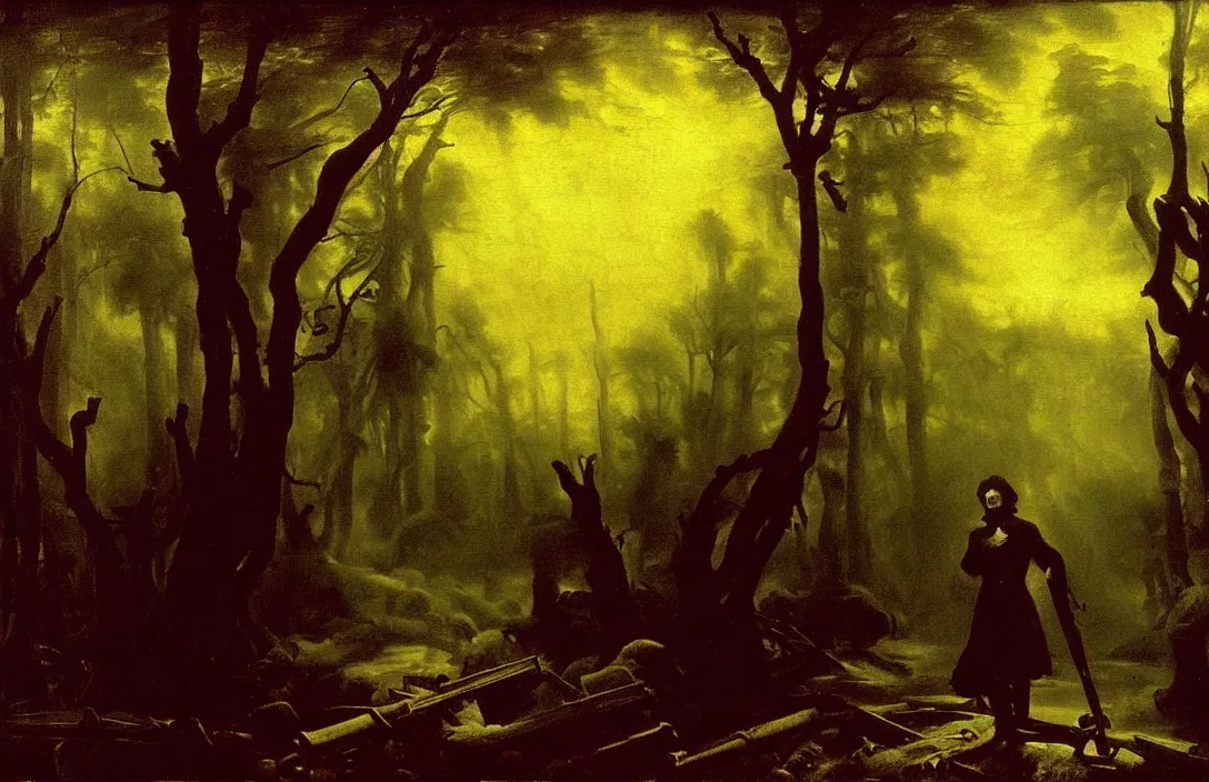 Image similar to surviving painting mythological painting intact flawless ambrotype from 4 k criterion collection remastered cinematography gory horror film, ominous lighting, evil theme wow photo realistic postprocessing intricate painting by john singer sargent paludarium silent terrifying fog painting by albert bierstadt