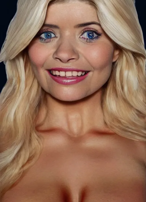 Image similar to holly Willoughby with the physique of a body builder, symmetrical facial features, hyper realistic, ultra detailed, cinematic, dynamic lighting, photorealistic, refined, intricate, digital art, digital painting, masterpiece, 8k