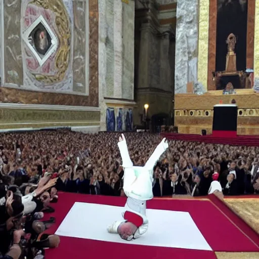 Image similar to the pope doing a backflip