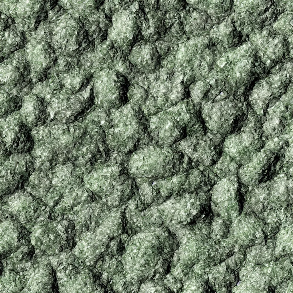 Image similar to long green crystals sticking out of the rock surface, detailed ground terrain albedo texture, flat, 2 d texture, seamless