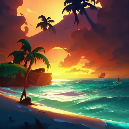 Image similar to painting treasure on sea of thieves game smooth median photoshop filter cutout vector, behance hd by jesper ejsing, by rhads, makoto shinkai and lois van baarle, ilya kuvshinov, rossdraws global illumination