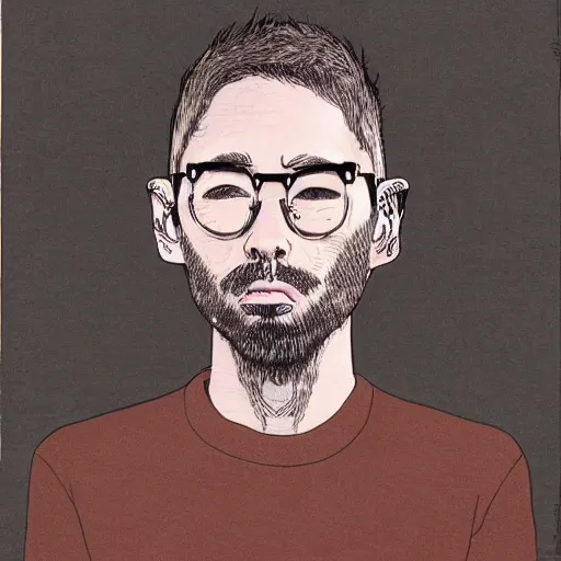 Prompt: thom york portrait, in the style of kim jung gi