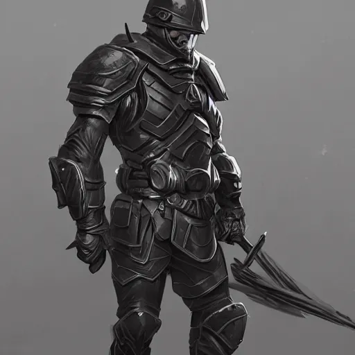 Image similar to a soldier in black armor ,D&D, fantasy, elegant, hopeful, muscular, highly detailed, digital painting, artstation, concept art, smooth, sharp focus, illustration