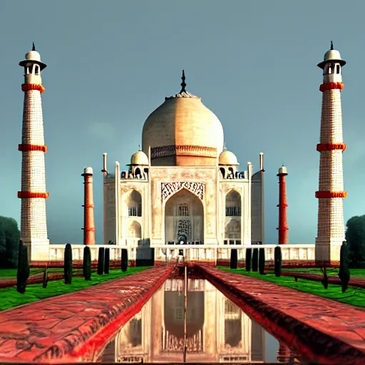 Image similar to the taj mahal made ot of cheese, 8k photorealism, extremly detailed, trending on artstation