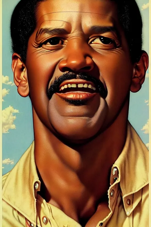 Prompt: skinny denzel washington by gil elvgren and norman rockwell and rob gonsalves and hajime sorayama, hyperrealistic, high detail, ultra detailed, highly detailed face, ruffled fabric