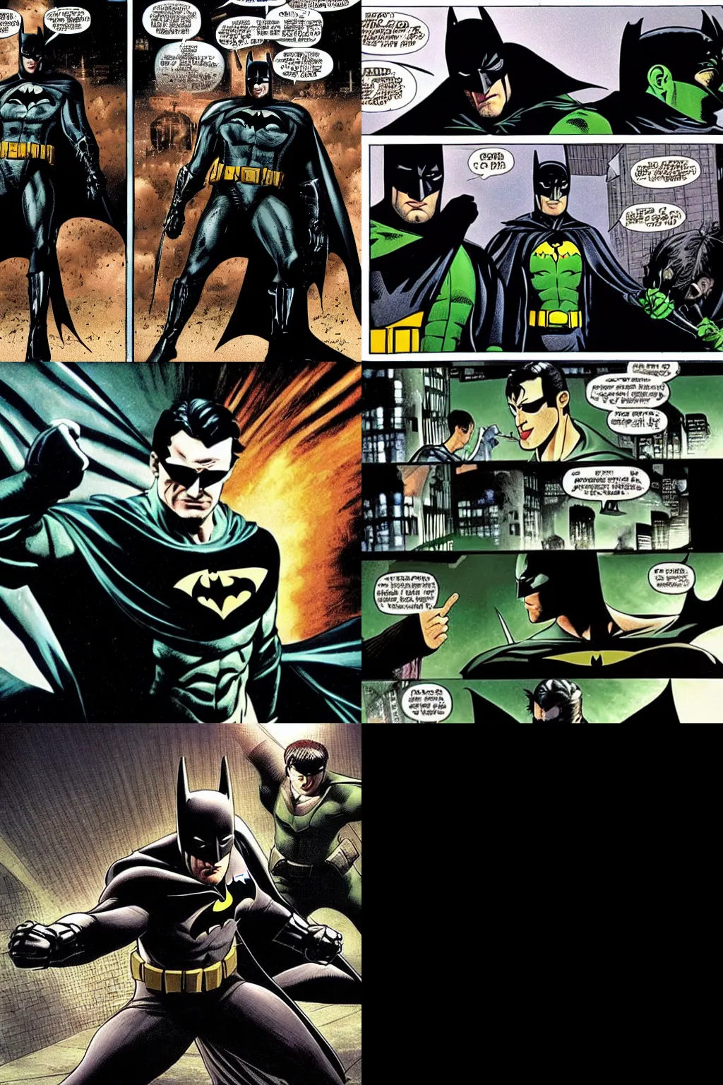 Prompt: Batman fighting Neo in the matrix