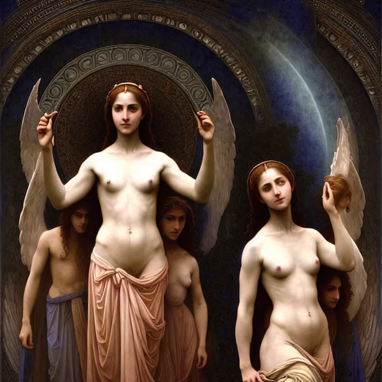 Image similar to renaissance professional digital art of wonderful symmetrical goddess, hight blue atmospheric, dramatic lighting, cinematic, painted, intricate, detailed, foreboding, by art by meredit frampton and william - adolphe bouguereau and gregory crewdson, epic, stunning, gorgeous, much wow, cinematic, masterpiece.