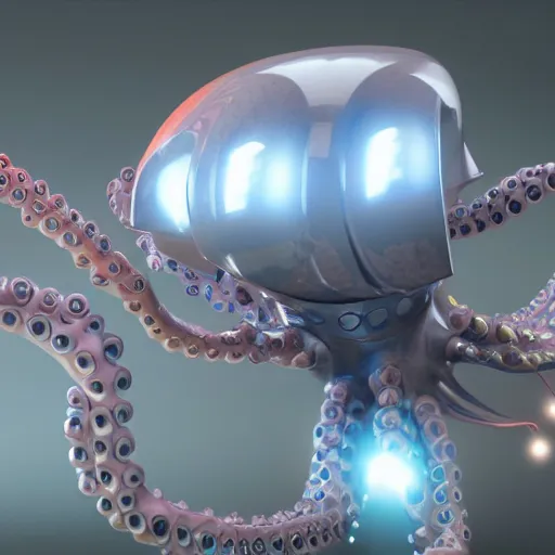 Prompt: robotic octopus, octane render, 4K, realistic reflection