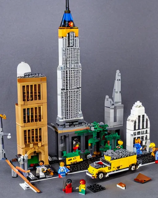 Image similar to lego new york skyscaper and pigeon set