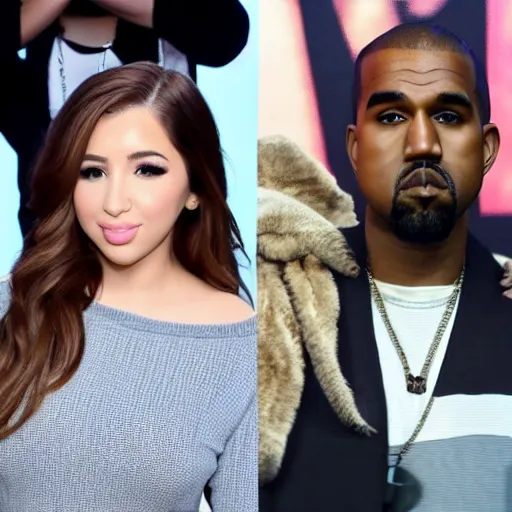 Image similar to pokimane and kanye west