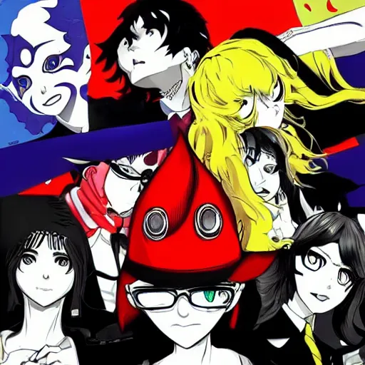 Prompt: persona 6, in the style of shin megami tensei, video game cover