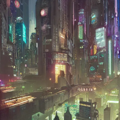 Image similar to cyberpunk city designed by Mucha,photorealistic,artstation,highly details