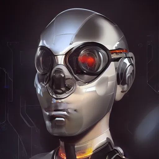 Image similar to portrait of cyborg scientist by jama jurabaev, extremely detailed, trending on artstation, high quality, brush stroke