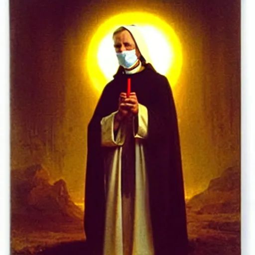 Image similar to priest in a mask of sun, by carl bloch