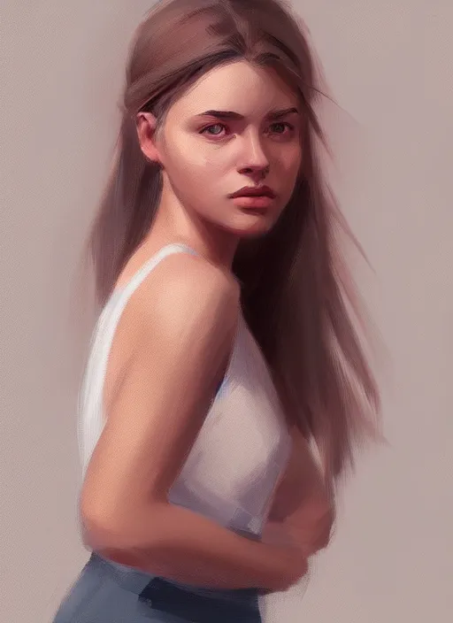 Image similar to portrait of a gorgeous young woman in the style of stefan kostic, artstation, concept art, realistic photo