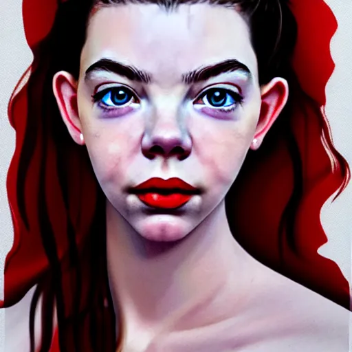 Image similar to hyper realistic photo of a beautiful female model portrait in the style of anya taylor joy