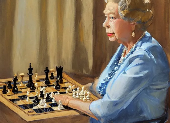 Image similar to a highly detailed beautiful portrait of the queen of chess, by gregory manchess, james gurney, james jean