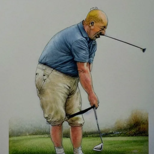 Prompt: (((((Homer Simpson playing golf . muted colors.))))) by Jean-Baptiste Monge !!!!!!!!!!!!!!!!!!!!!!!!!!!