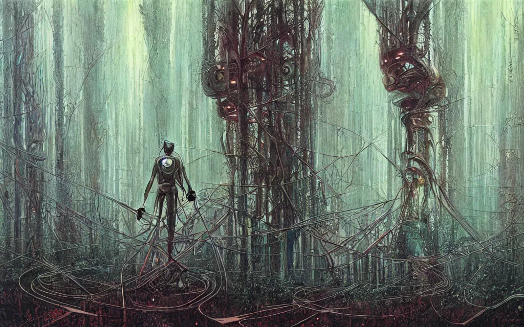 Image similar to a futurist techno - spirit cybernetic forest, future perfect, award winning digital art by santiago caruso and bruce pennington