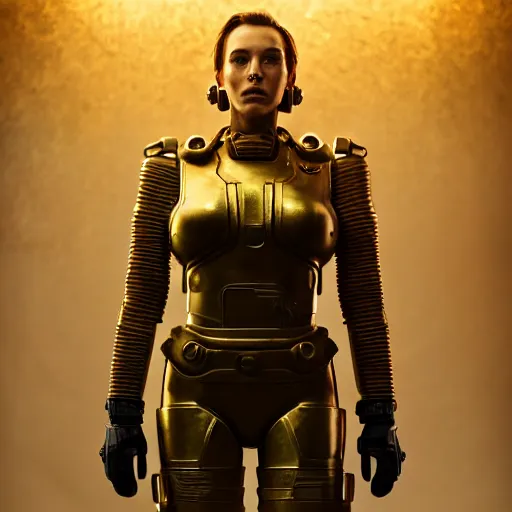 Image similar to unknown Fallout 5 character portrait, partially clothed in metal-plated ballistic armor, atmospheric lighting, painted, intricate, volumetric lighting, beautiful, golden hour, sharp focus, ultra detailed, by Leesha Hannigan, Ross Tran, Thierry Doizon, Kai Carpenter,Ignacio Fernández Ríos