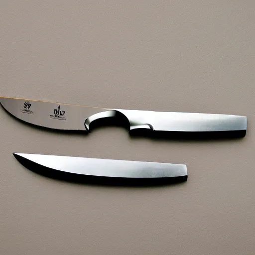 Image similar to three knives reflective blade with polished wooden handles, on a black table with diamond legs 2 2 mm 4 k clock on wall