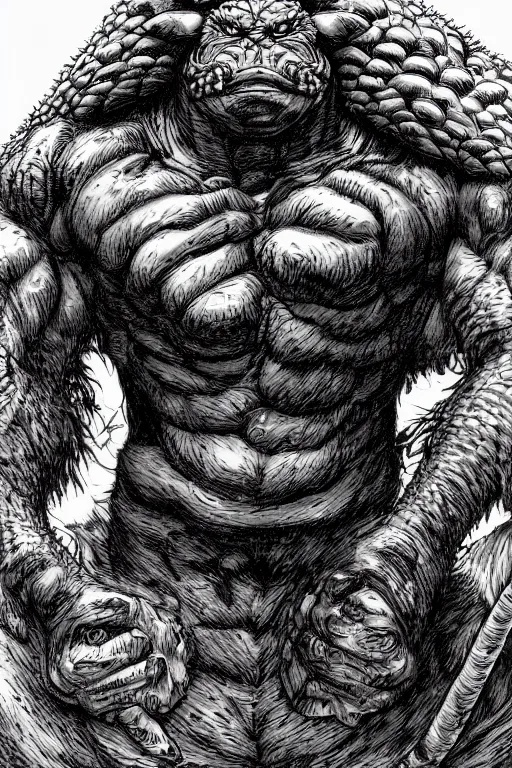 Image similar to hunched ogre, highly detailed, digital art, sharp focus, trending on art station, kentaro miura manga art style