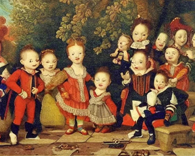 Image similar to a 1 6 0 0 s painting of rugrats