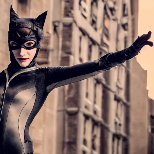 Image similar to Emma Watson as Catwoman, XF IQ4, 100MP, 50mm, f/1.4, ISO 200, 1/160s, natural light, Adobe Lightroom, photolab, Affinity Photo, PhotoDirector 365