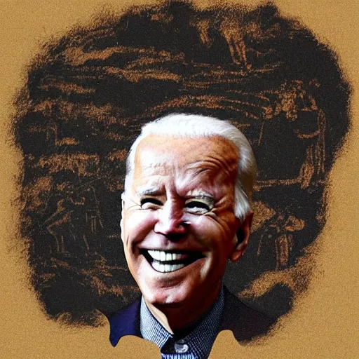 Prompt: joe biden, cave painting