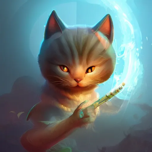 Image similar to super cute fantasy cat warrior 3D concept art by Gediminas Pranckevicius, glowing effect, centered, sharp focus, beautiful detailed, face very realistic, Game Art, hyper detailed, no background, cartoon, cinematic, raytrace, Trend on artstation, C4D
