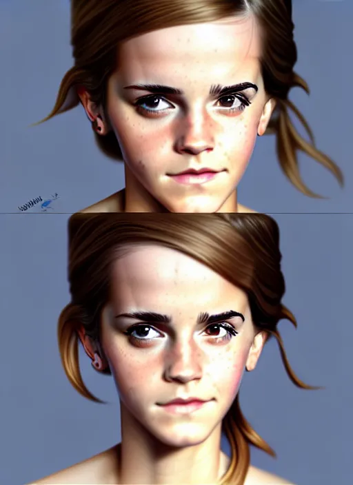 Prompt: cute emma watson, natural lighting, path traced, highly detailed, high quality, digital painting, by don bluth and ross tran and studio ghibli and alphonse mucha, artgerm