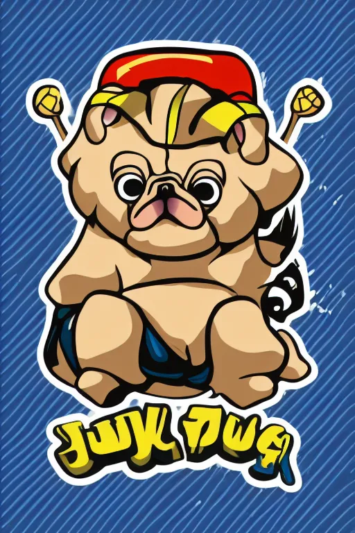 Image similar to Pug that is a sumo wrestler, sticker, colorful, illustration, highly detailed, simple, smooth and clean vector curves, no jagged lines, vector art, smooth