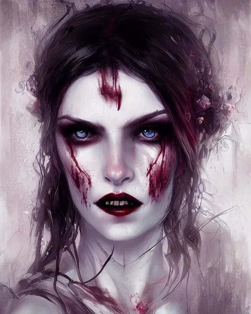 Prompt: vampire bride, hyper realistic face, beautiful eyes, fantasy art, in the style of greg rutkowski, intricate, hyper detailed, smooth