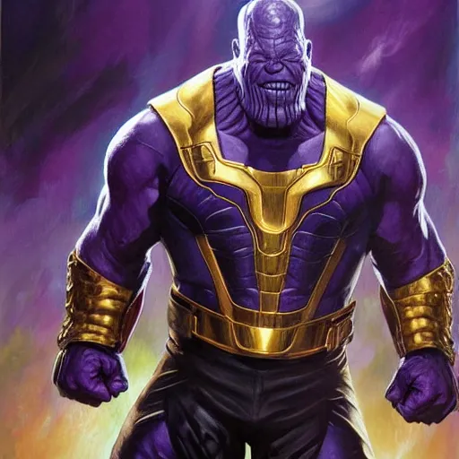 Prompt: Thanos, artwork by Dave Dorman,