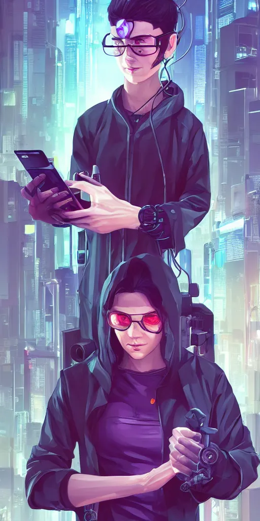 Image similar to cyberpunk hacker with server, lots of wires, art gta 5 cover, official fanart behance hd artstation by jesper ejsing, by rhads, makoto shinkai and lois van baarle, ilya kuvshinov, ossdraws