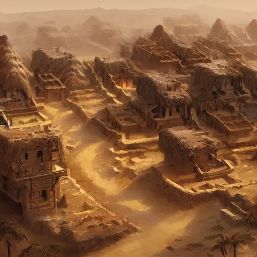 Image similar to a desert village, artstation, cgsociety