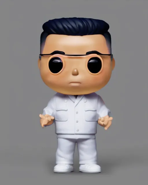 Prompt: full body 3d render of kim yong un as a funko pop, studio lighting, white background, blender, trending on artstation, 8k, highly detailed