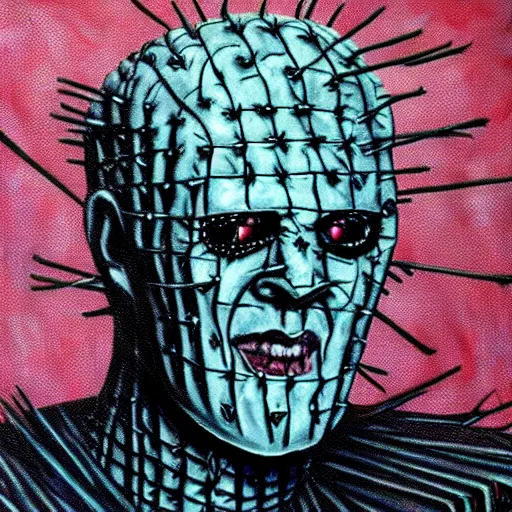 Image similar to Scary painting a pinhead from hellraiser 4k detail