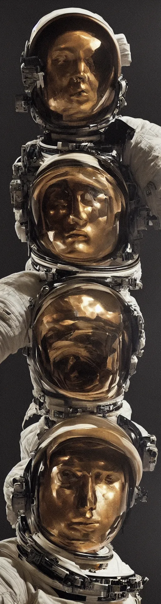 Image similar to a detailed bust of an astronaut by caravaggio, dynamic lighting, cinematic, epic composition, masterpiece