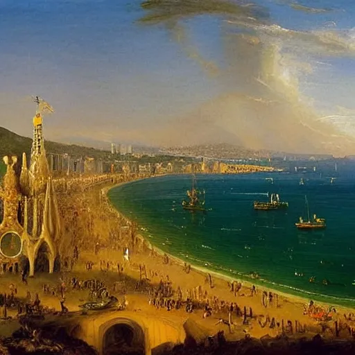 Image similar to Barcelona painted by Thomas Cole